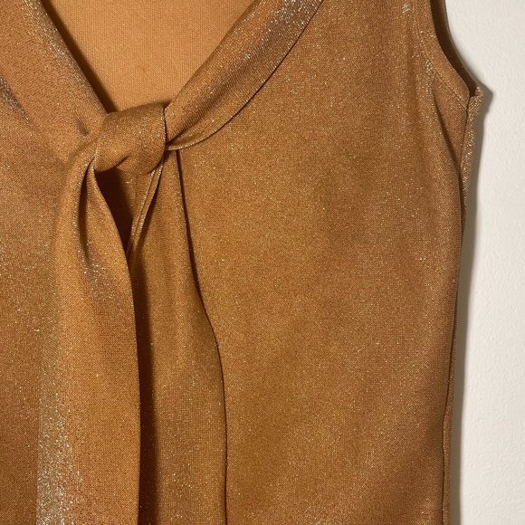 Gold Shimmer Tie Front Tank Top - Picture 3 of 5